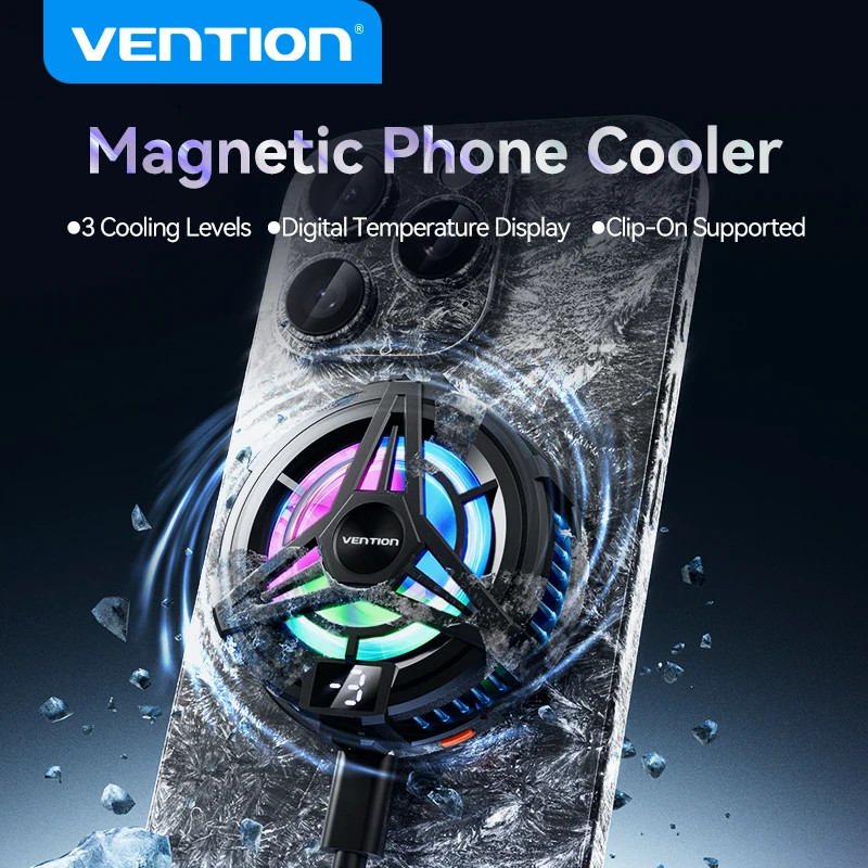 Vention Magnetic Modile Phone Cooler หม้อน้ําโทรศัพท์มือถือสําหรับ Black Sharp Game Live Stream หม้อ