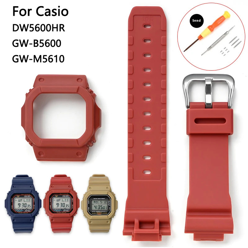 สายซิลิโคน + สายนาฬิกาสําหรับ DW5600/610 DW5600HR/GW-M5610/GWB5600 Gshock สายรัดกีฬาเปลี่ยนสร้อยข้อมืออุปกรณ์เสริม