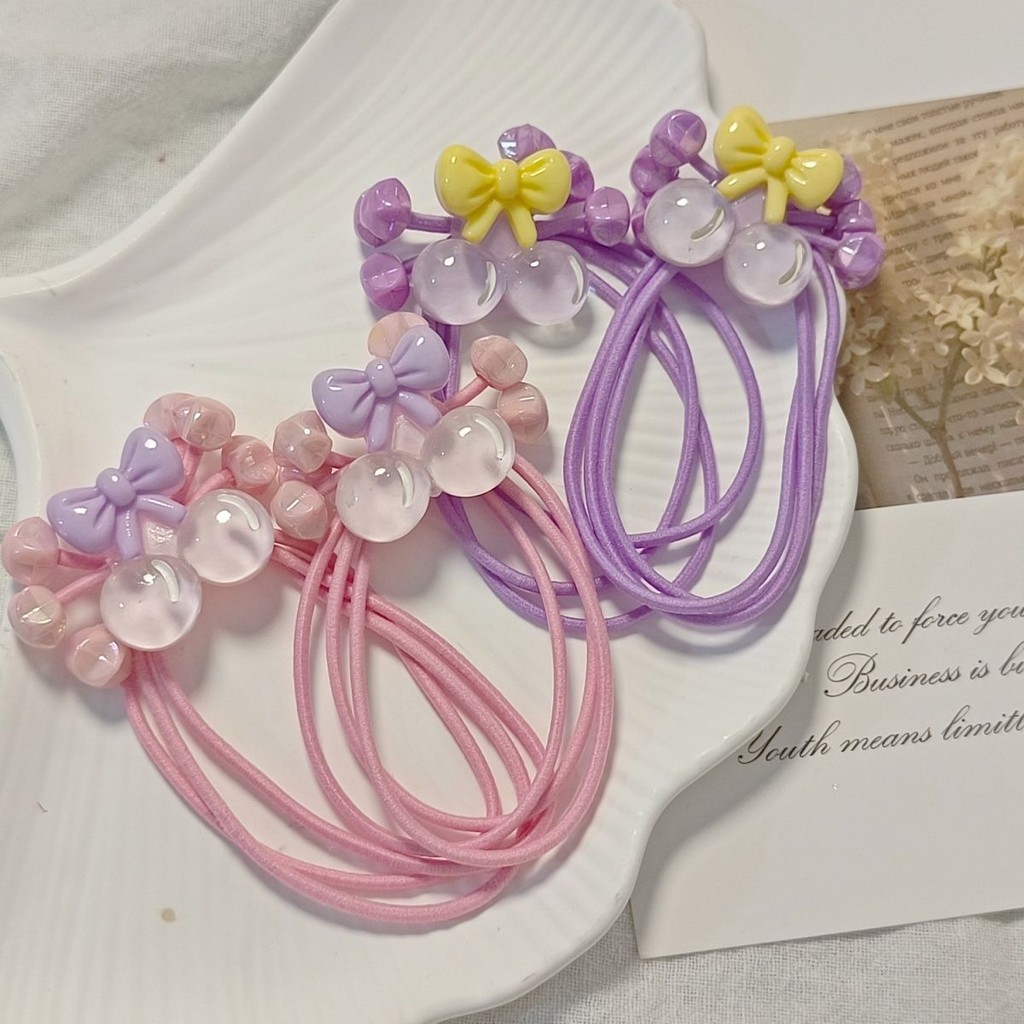 18夏季甜美彩色橡皮筋少女心扎发神器高弹力马尾头绳女孩发饰不伤发Summer Sweet Colorful Rubber Band Girl Heart Hair God20250528