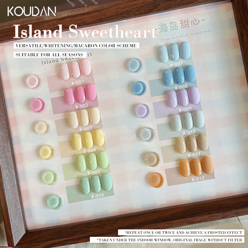 เจลทาเล็บ กาวทาเล็บ การดูดซับ Macarons 12 สี ชุด Island Sweetheart Series KOUDAN