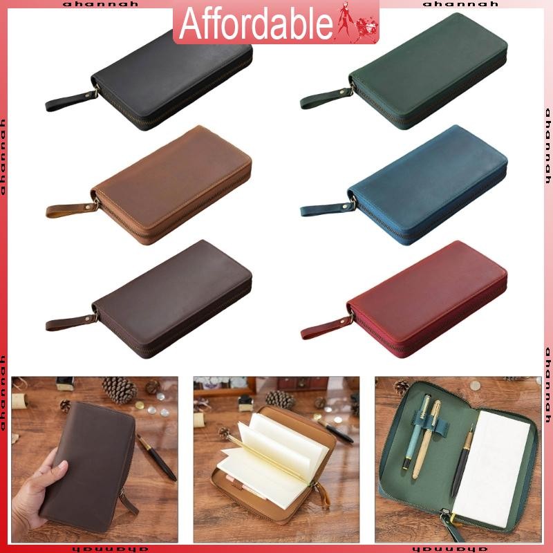 AH โน้ตบุ๊คปกหนังซิปสําหรับ 7 28x3 54 นิ้ว Field Notes