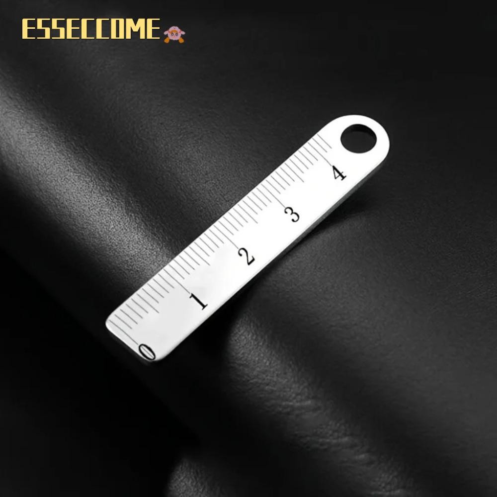 ESSECCOME ไม้บรรทัดขนาดเล็ก, พวงกุญแจไม้บรรทัดโลหะป้องกันการสูญหายสแตนเลส, พวงกุญแจขนาดเล็กแบบพกพาอุปกรณ์สํานักงาน