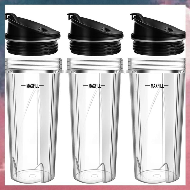 ชิ้นส่วนเปลี่ยนเครื่องปั่นสําหรับเปลี่ยนถ้วยเครื่องปั่น 3 แพ็ค 16 ออนซ์พร้อมฝาปิด To-Go สําหรับ QB30