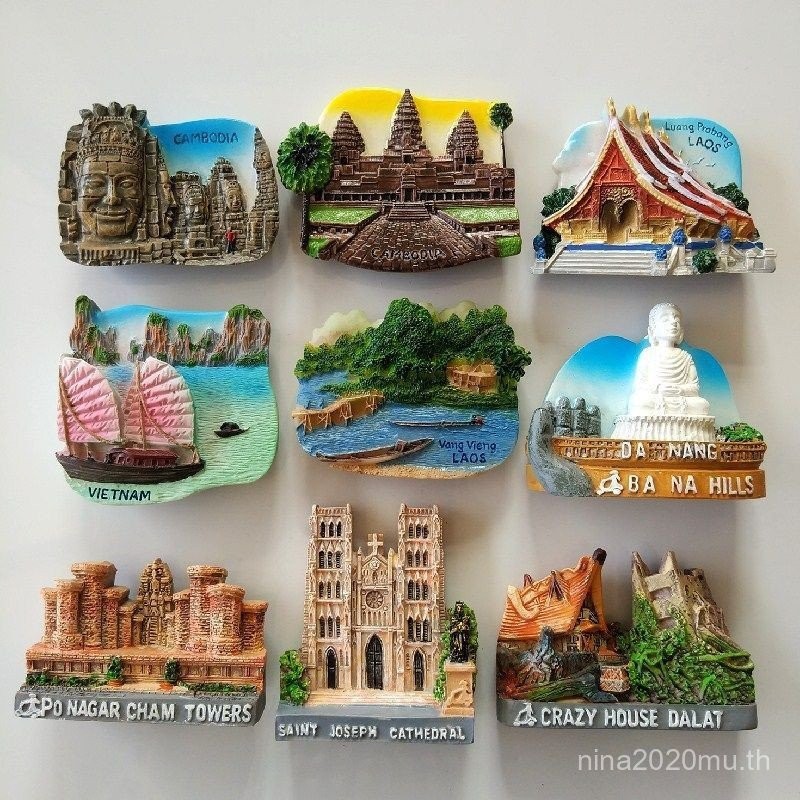 แม่เหล็กติดตู้เย็น เวียดนาม-กัมพูชา-ลาว อังกอร์วัต 3D แกะสลัก ของที่ระลึก แม่เหล็กเก็บของตกแต่ง ของขวัญตู้เย็น