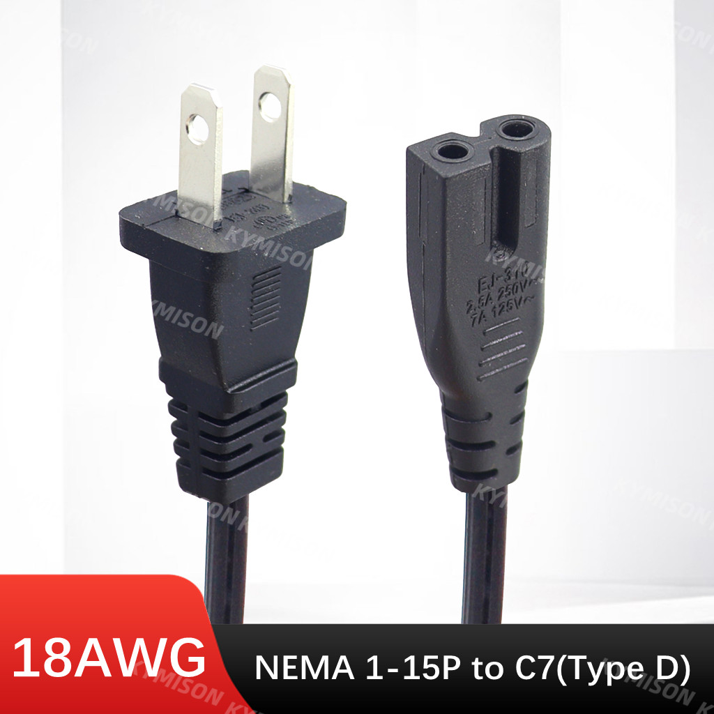 18awg Universal Wall Cable US NEMA-1-15P ถึง IEC320 C7 สายไฟ AC ใช้งานร่วมกับ Vizio EM-Series HDTV,S