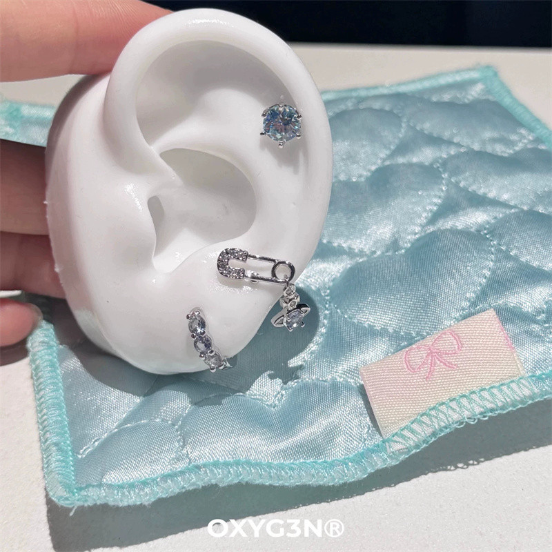 1 ชิ้นผู้หญิงแฟชั่น Rhinestone Pin Saturn Earbone ต่างหู