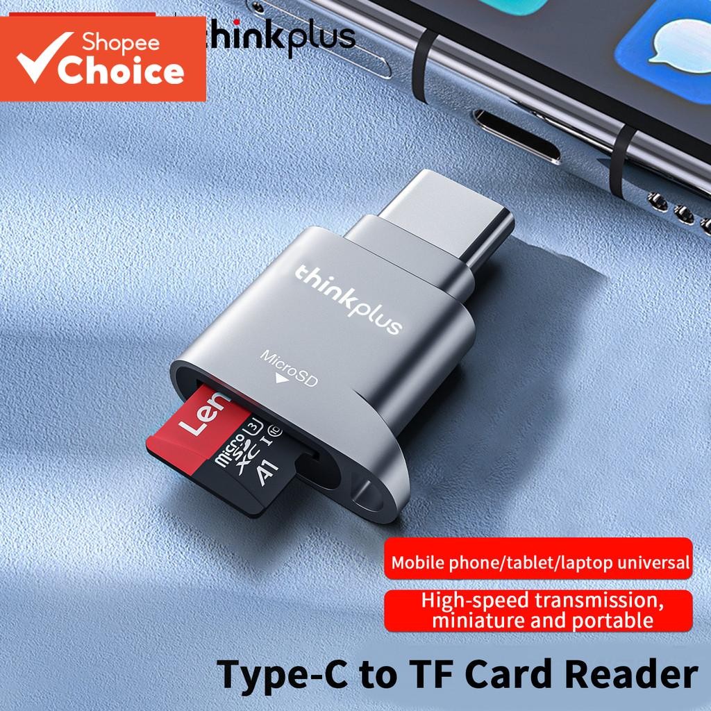 Lenovo D201 เครื่องอ่านการ์ด Type-C Mini Type micro-SD card reader USB C-SD card reader TF card reader พร้อมอะแดปเตอร์ USB C-USB