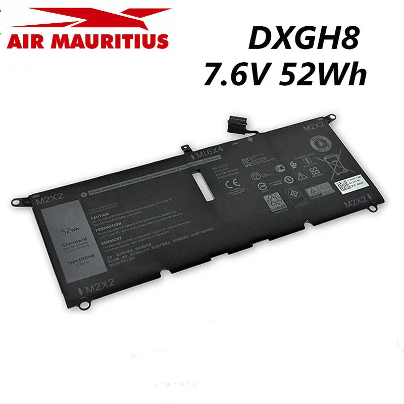 DXGH8 แบตเตอรี่แล็ปท็อปแท้ 7.6V 52Wh 0H754V P82G สำหรับ DELL XPS 13 7390 9380 9370 9370-D1605S Inspi
