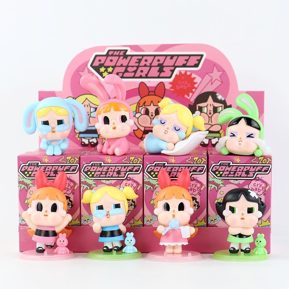 ในสต็อก Pop Mart CRYBABY Blind Box Powerpuff Girls Series ของเล่นอินเทรนด์ตกแต่งน่ารัก