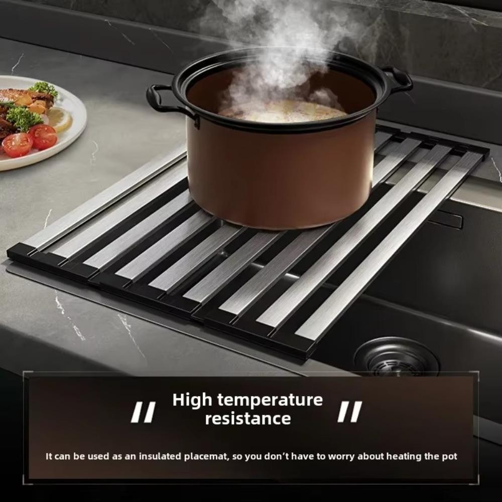 บรีส ชั้นเก็บจาน,พับ304สแตนเลสอ่างล้างจานชั้นวางท่อระบายน้ํา,ม้วนขึ้นมัลติฟังก์ชั่หดท่อระบายน้ําตะกร้าครัว - รูปที่ 2