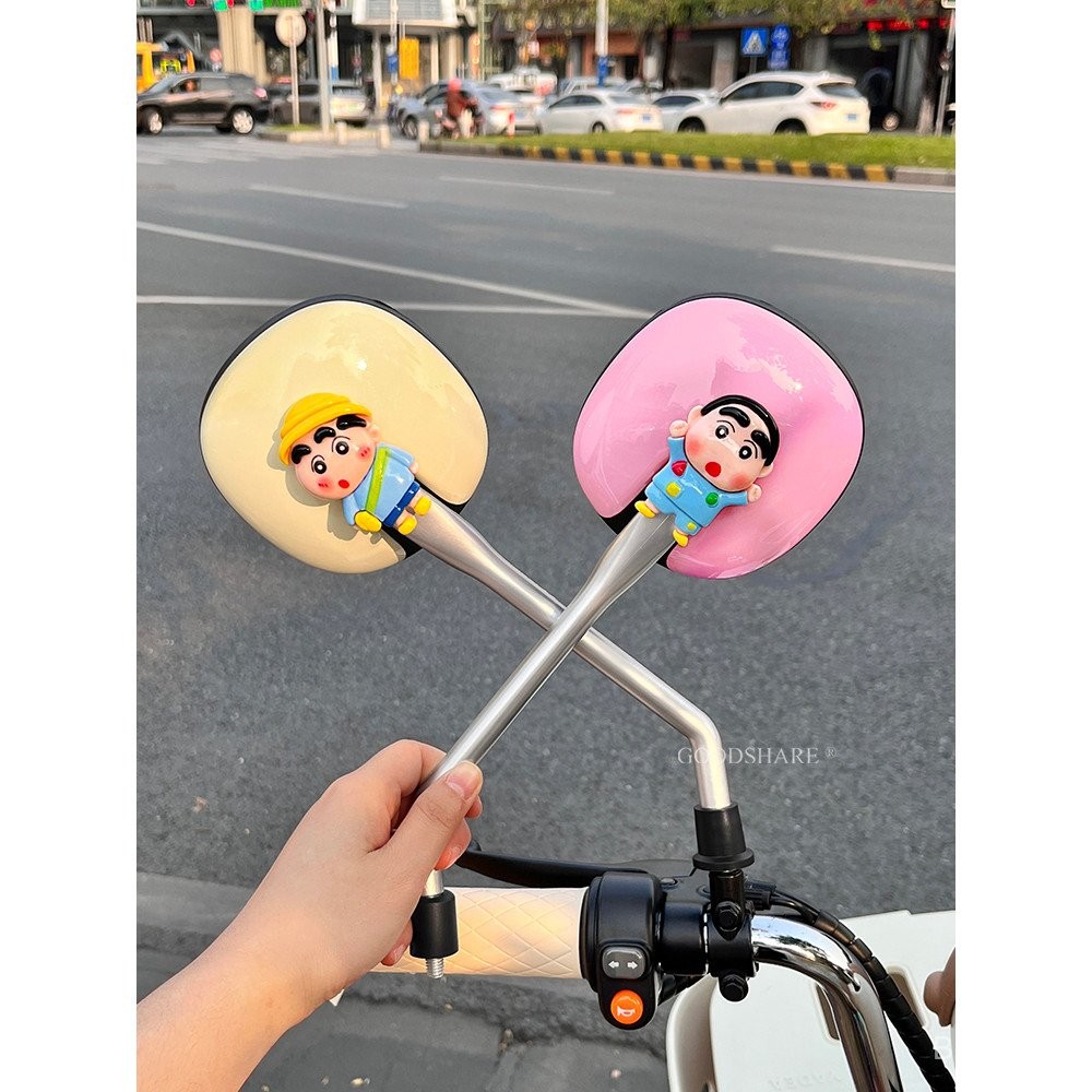 กระจกมองหลังรถยนต์ไฟฟ้าที่เข้ากันได้กับ Aima, Yadea, Tailg, กระจกมองหลังจักรยานไฟฟ้าลายการ์ตูนชินจัง