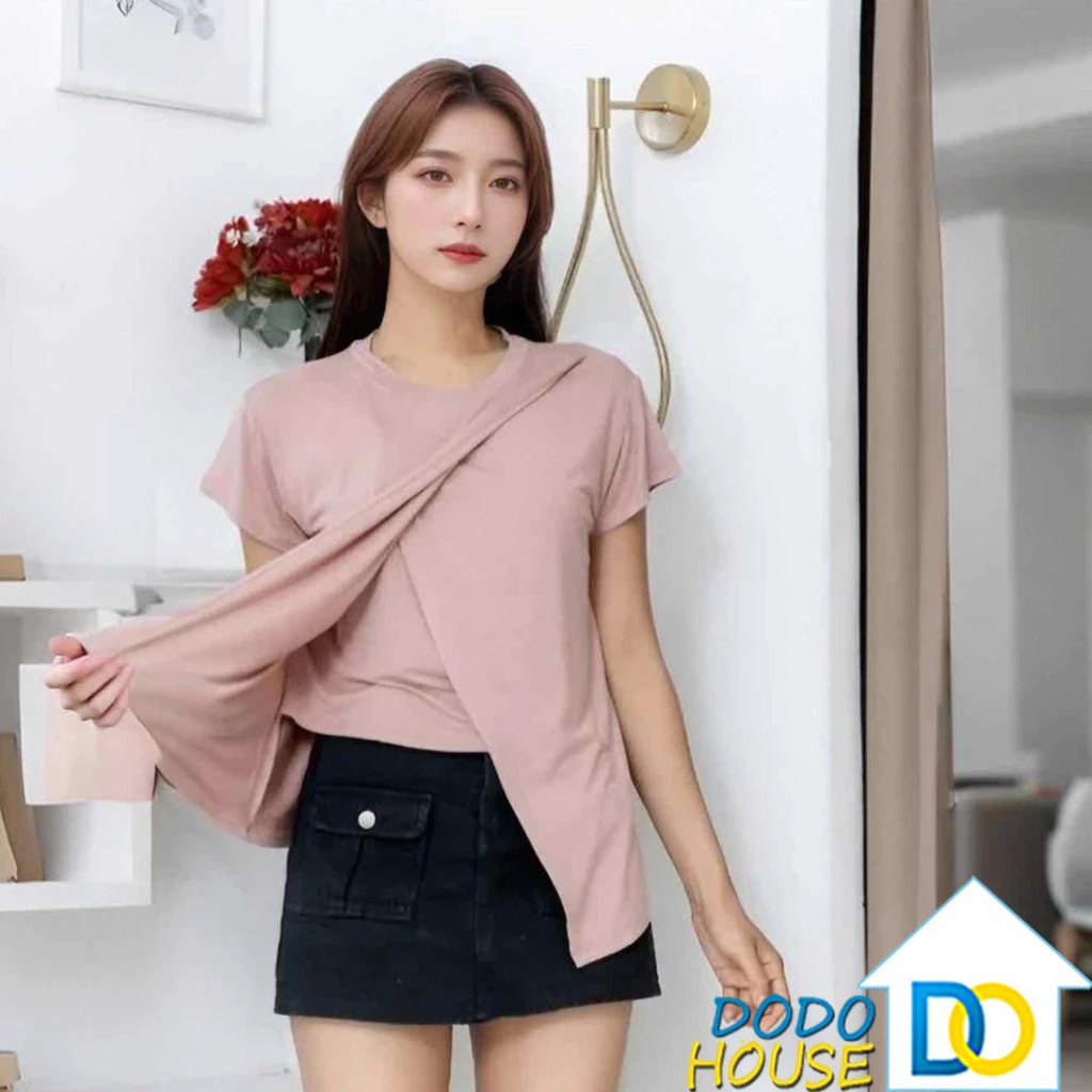 เสื้อให้นมบุตรลายเรียบ ผ้าฝ้ายแท้ สำหรับออกนอกบ้าน