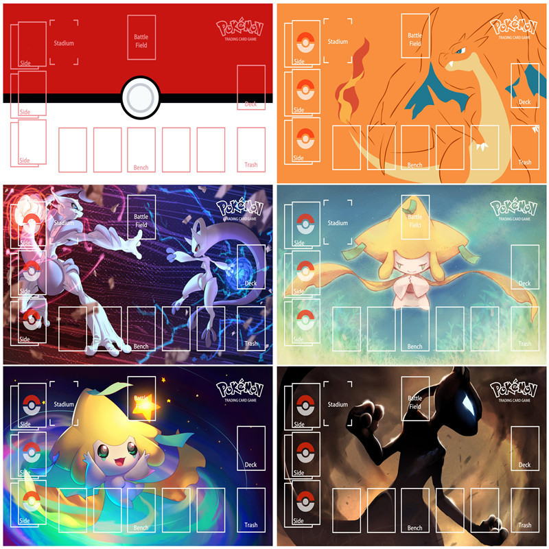 Pokemon PTCG Mewtwo Charizard Mew Jirachi Battle Playmat Trading Card เกม Mat การ์ดเฉพาะเล่นกับใหม่ต