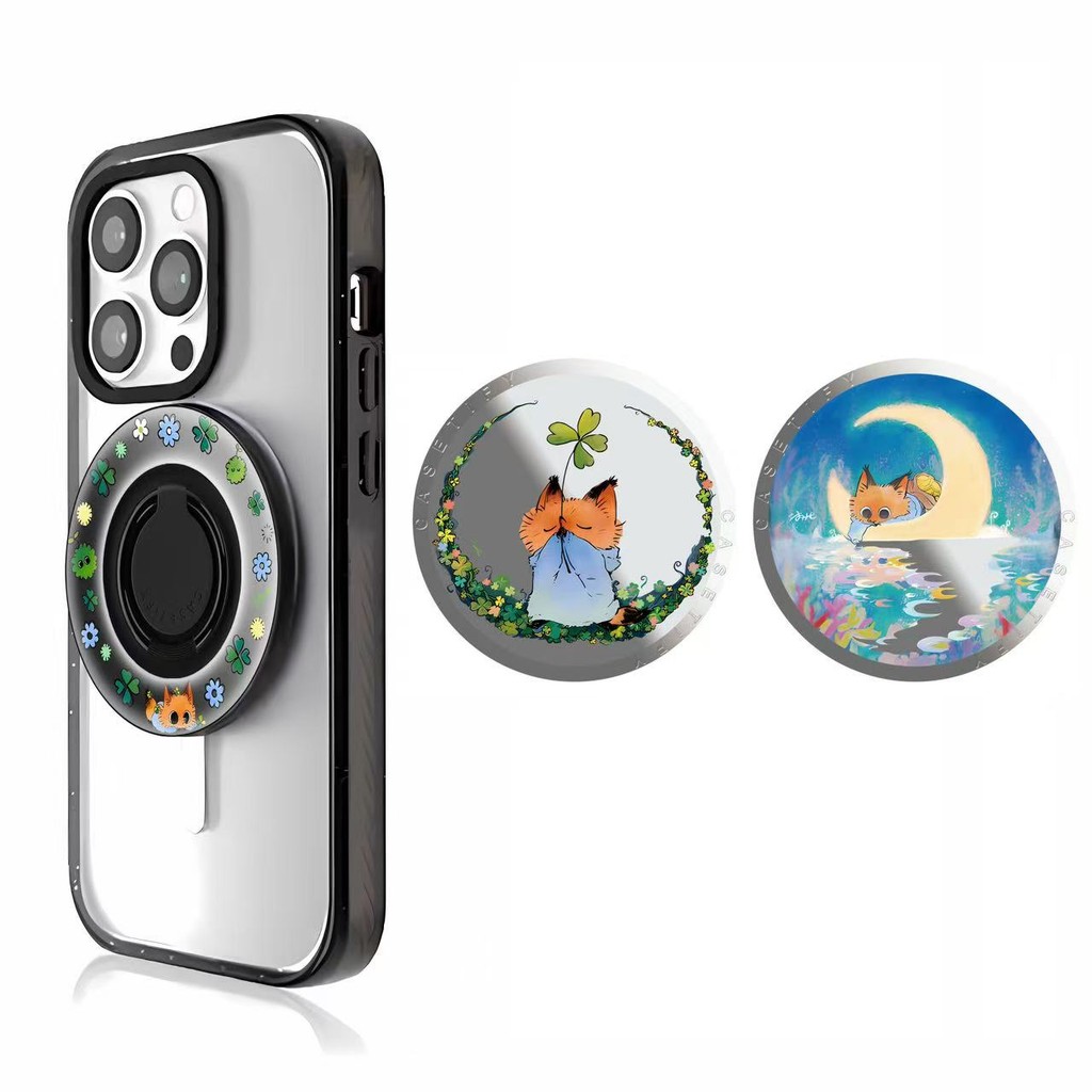 Fox Picture Card Holder Bracket Apple Watch Strap Mobile Magnetic Bracket Ring Holder Strong Magneti