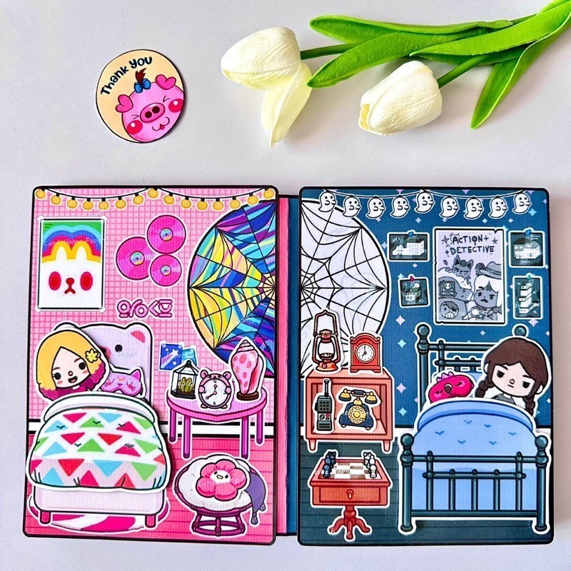 หนังสือตุ๊กตากระดาษ Toca Boca Fourth Boca และ Einide ชุดของเล่นหนังสือเงียบสําหรับทําบ้านตุ๊กตาพร้อม