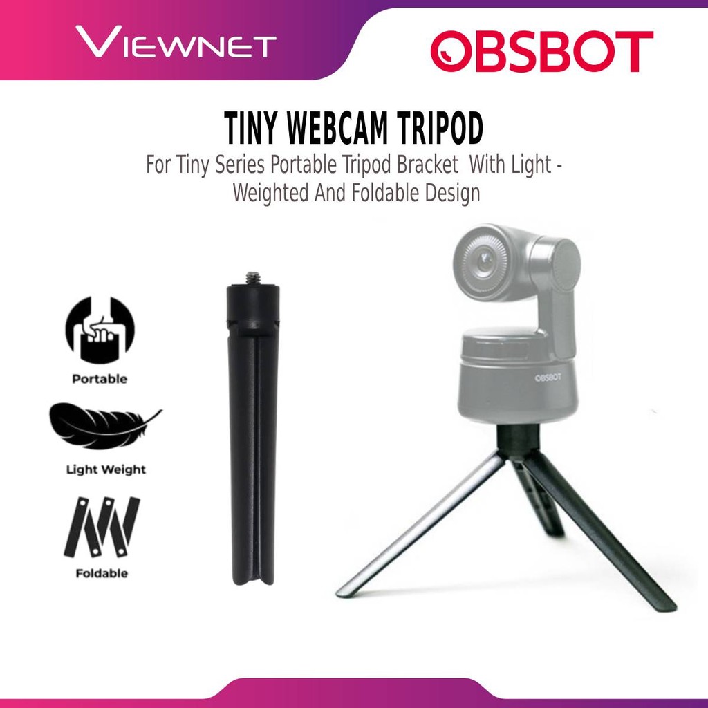 OBSBOT TINY WEBCAM TRIPOD TABLET PORTABLE TRIPOD สําหรับชุดเล็กๆ ที่มีไฟส่องสว่าง, การออกแบบพับ (OBS