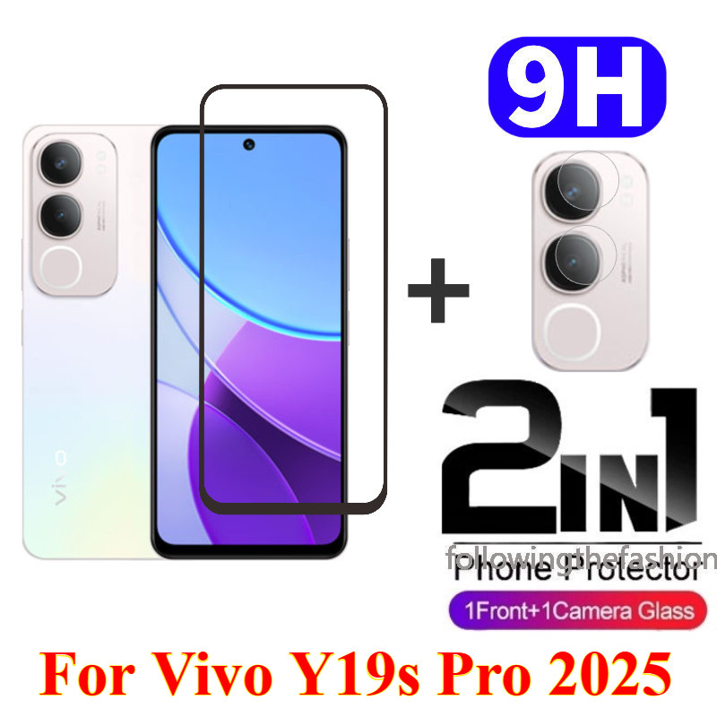 2 in 1 ป้องกันหน้าจอสําหรับ vivo Y19s Pro 2025 vivo Y19s Y19s Pro Y29s Y29 Y28 4G 5G Full Coverage HD กระจกนิรภัยป้องกันหน้าจอโทรศัพท์ฟิล์มด้านหน้ากล้องกลับฟิล์ม