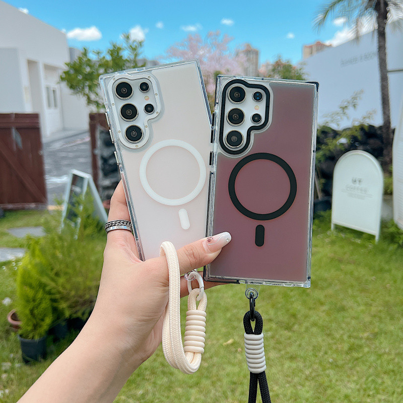 Auror เลเซอร์ Gradient Frosted สายรัดข้อมือแม่เหล็ก Lanyard สําหรับ Samsung 25Edge S25 Ultra S24 S23