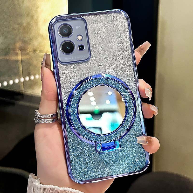 เคสโทรศัพท์ Vivo Y75 Y72 Y52 5G Y33S 5G T1 5G IQOO Z6 5G กระจกกันกระแทกวงเล็บดูดแม่เหล็กโปร่งใสเคสโทรศัพท์ฝาครอบ