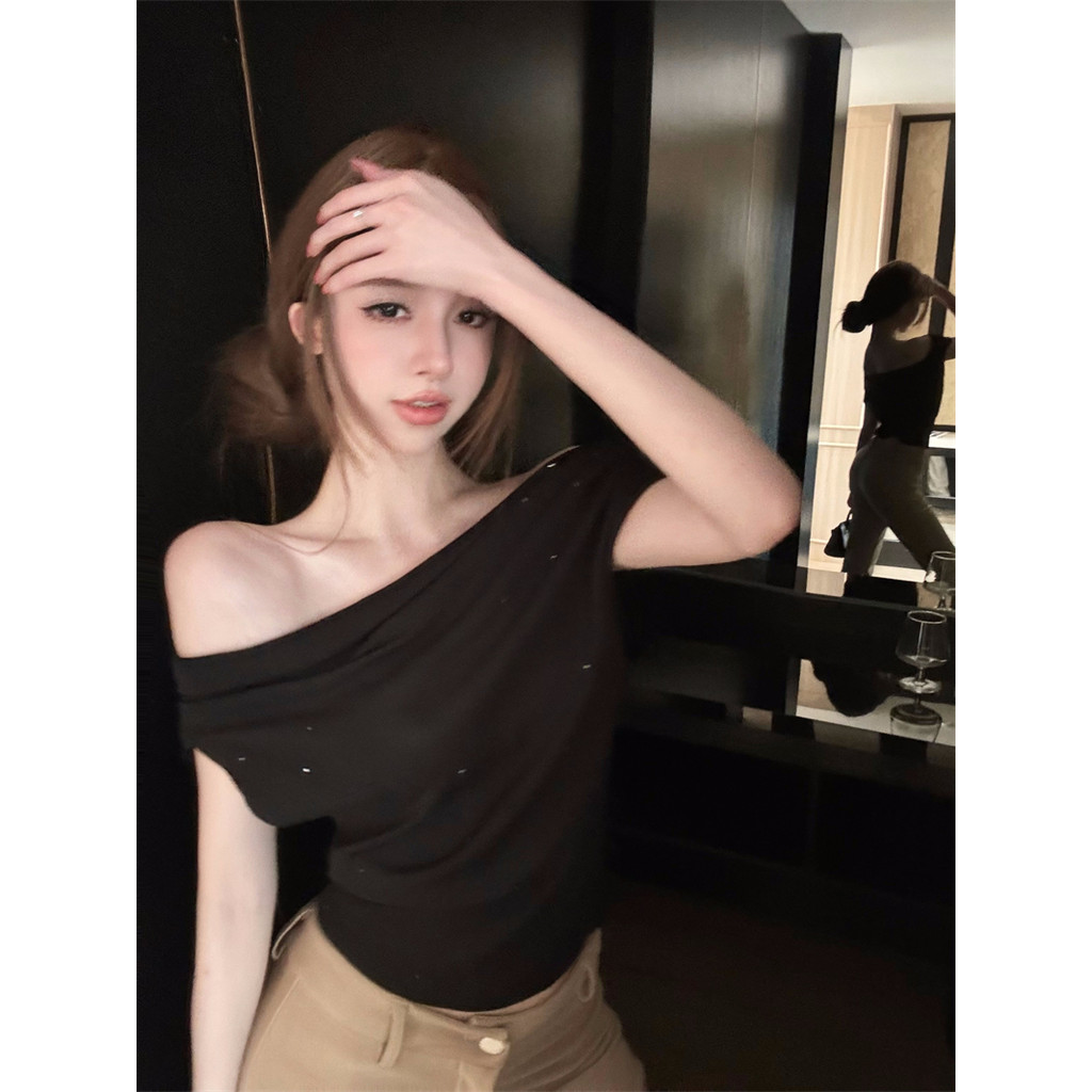 💓Soroh💓เสื้อยืด สีพื้น แขนสั้น เปิดไหล่ ทรงยืดพอดีตัว ผ้านิ่ม💞สไตล์เกาหลี แฟชั่น ใส่สบาย💕#U209 - รูปที่ 4