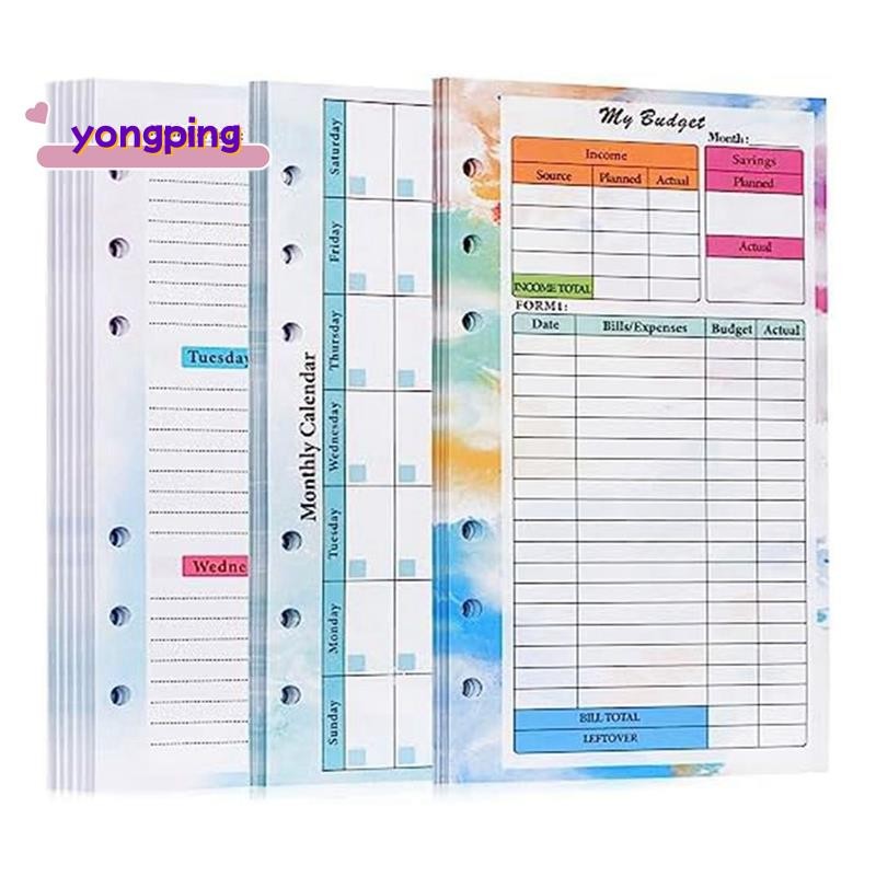 82 แผ่น A6 Budget Planner Refill Notepad Planner Notepad 6 หลุมสําหรับ A6 Binder Cover บันทึก A