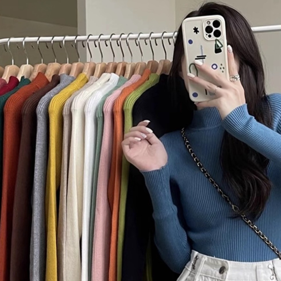 🧶🧵MKL🧵🧶  เสื้อไหมพรม คอเต่า แขนยาว ผ้ายืดตามตัวใส่สบาย สไตล์เกาหลี ✨(มี10สี) #626