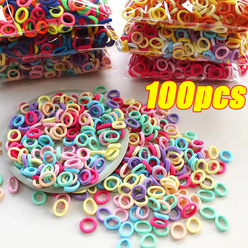 100ชิ้น/แพ็คสาวที่มีสีสันวงผมยืดหยุ่น/ไนล่อน ส กรุบกรอบ ผมผูก / ยางรัดผมขนาดเล็ก