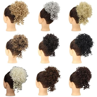 GOURMETGALORE Messy Curly Hair Bun, สังเคราะห์ยืดหยุ่น Drawstring คลื่นขนาดใหญ่ Chignon, เส้นใยทนความร้อน Scrunchies ธรรมชาติปุยผมชิ้น Party