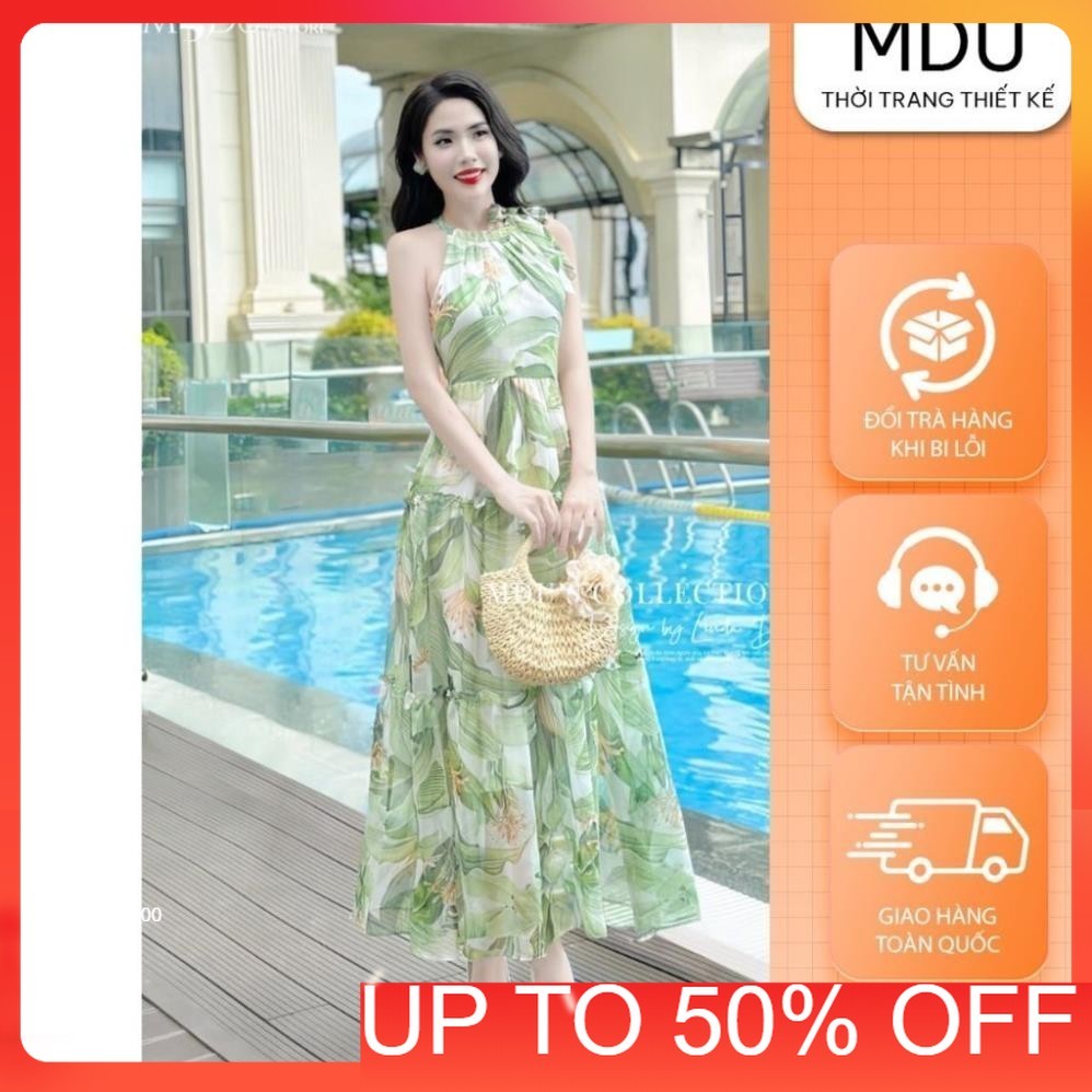 เดรสยาว MDU4186 ดีไซน์ปกสายเดี่ยว ผ้าไหมเนื้อนุ่ม จาก MDU K13-D1-3
