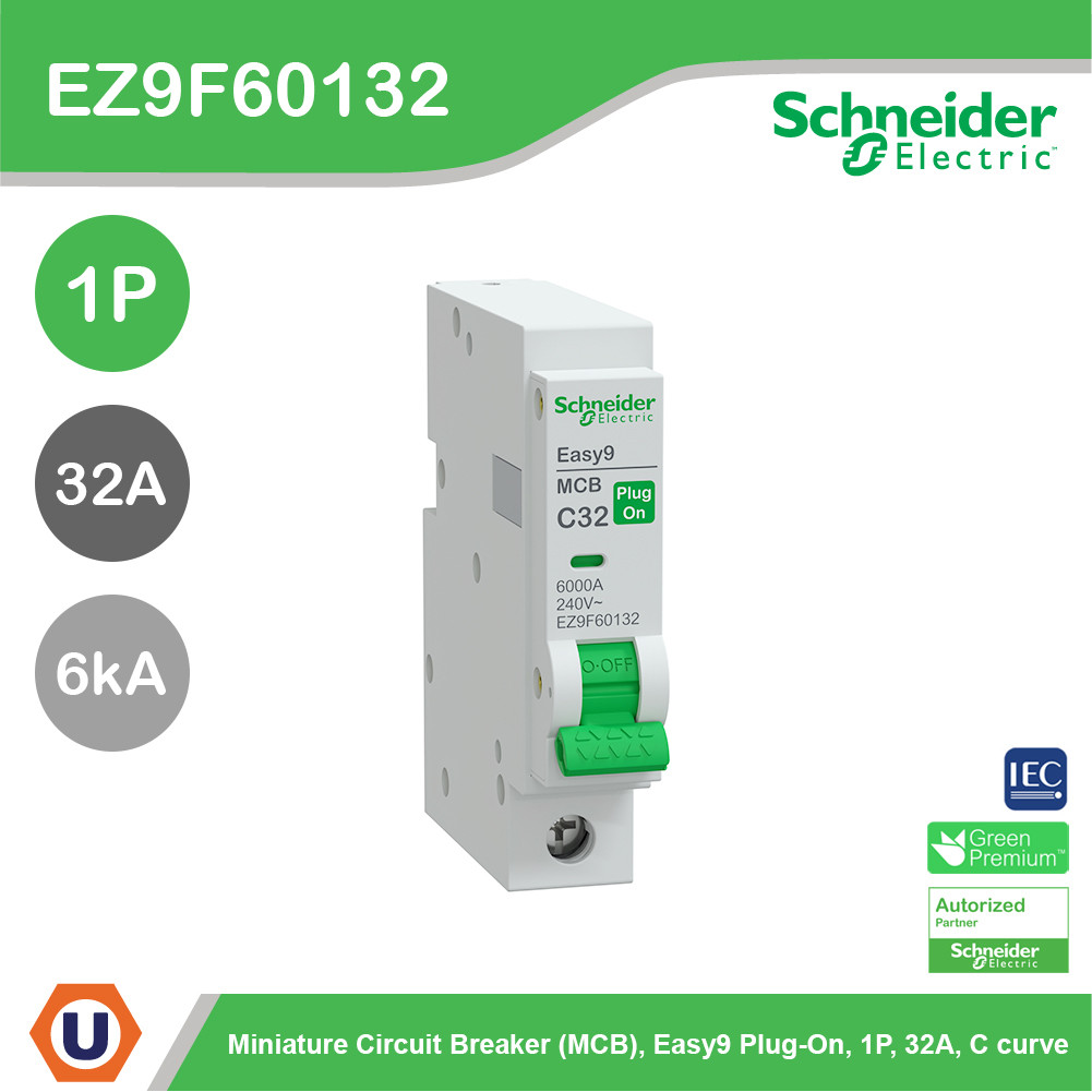 Schneider Electric เซอร์กิตเบรกเกอร์ รุ่น Easy9 Plug-On ขนาด 1P 6kA 32A รหัส EZ9F60132 | Ucanbuys