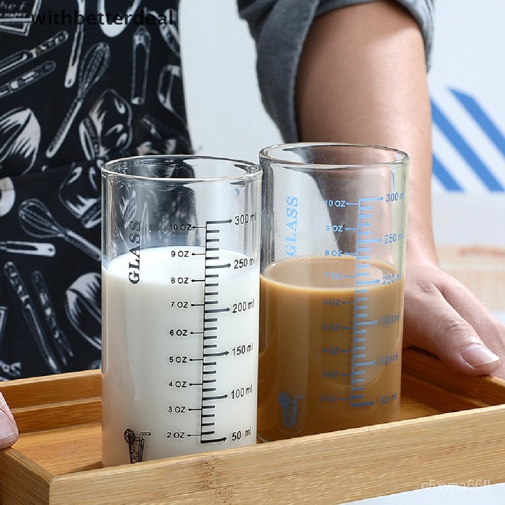 Withbetter High Borosilicate Glass Cup Glass Measuring Cup Breakfast Drink Beer Glass Cup Household 