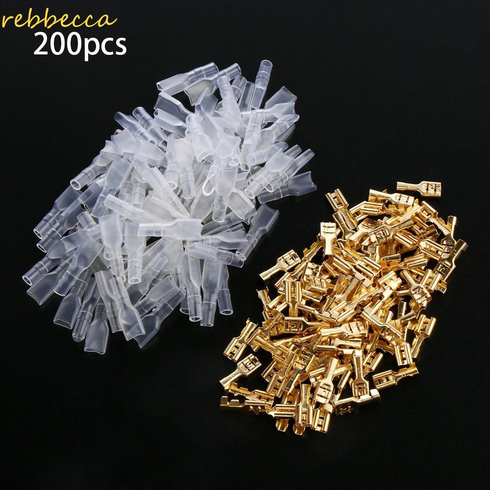 REBBCCA 200PCS Crimp Terminal Cable Female Spade ทนทานไฟฟ้า