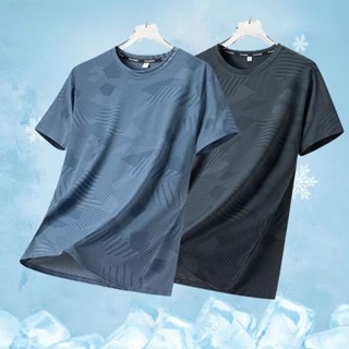 MANSTR ผู้ชายผ้าไหมน้ําแข็งแห้งเร็วตาข่ายแขนสั้นเสื้อยืดฤดูร…