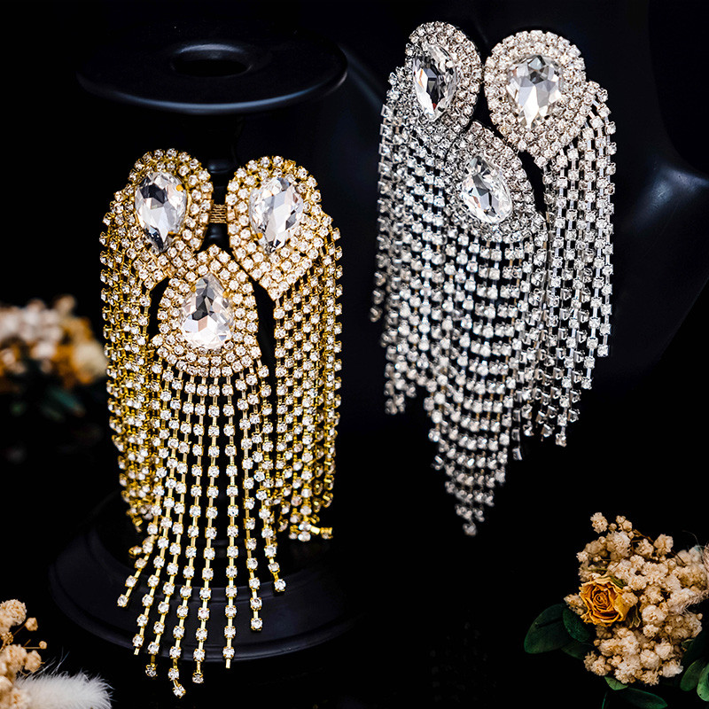 2PCS ประณีต Rhinestones ไหล่พู่ Marquise แก้วเพชรรองเท้าเครื่องประดับ Decors คริสตัลอุปกรณ์เสริม