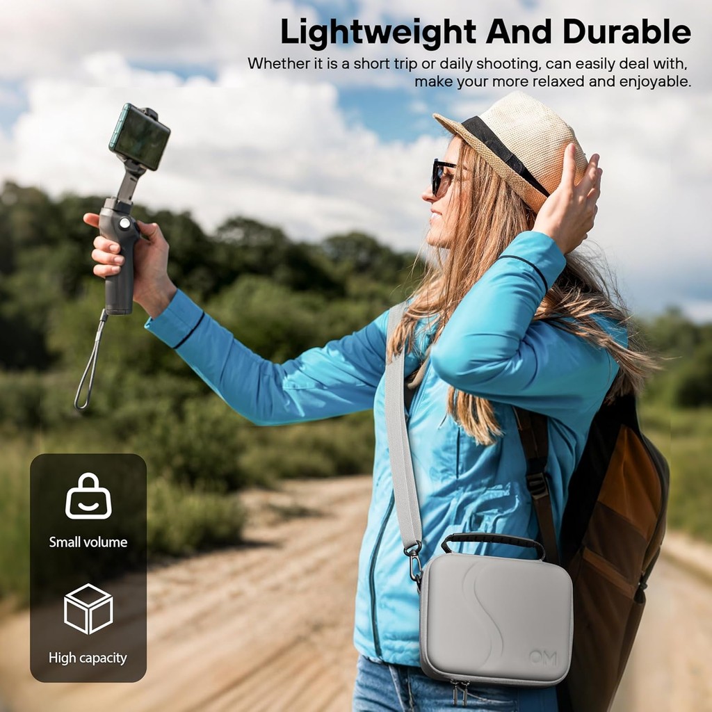 สําหรับ DJI Osmo Mobile 8 กระเป๋าสะพายแบบพกพา PU กันน้ํา DJI OM8, OM7 Universal Joint Stabilizer กระเป๋าเก็บ - รูปที่ 5