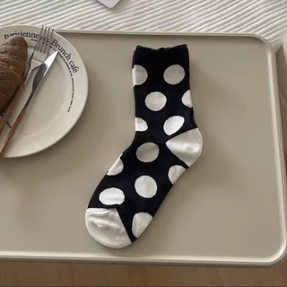 KAFU D172 สีสัน Polka Dot ถุงเท้าผู้หญิงผ้าฝ้ายกลางหลอดถุงเท้า Polka Dot All-Match สาว Pile ถุงเท้า