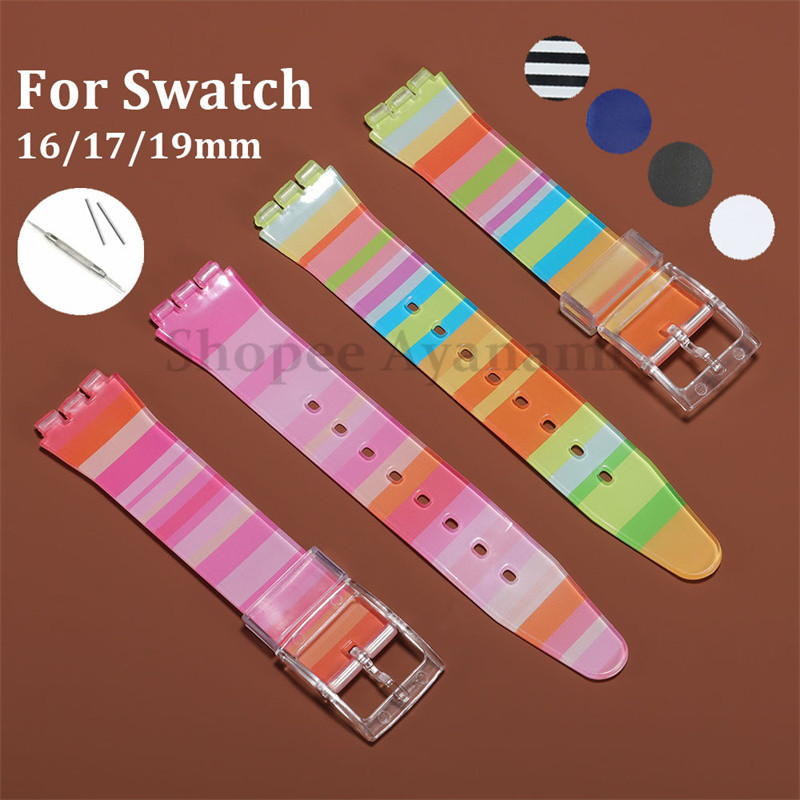 SWATCH 16มิลลิเมตร17มิลลิเมตร19มิลลิเมตรสายนาฬิกาซิลิโคนสําหรับ ตัวอย่าง ยางนาฬิกาวงกันน้ํากีฬาดําน้ําสร้อยข้อมือผู้หญิงผู้ชายสายรัดข้อมือ