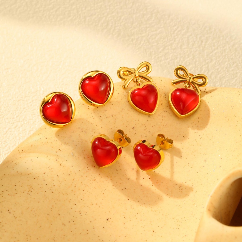 Vnox ต่างหูสตั๊ดโบว์ผีเสื้อรูปหัวใจสําหรับผู้หญิง,ต่างหูสแตนเลสไม่ซีดจาง,เครื่องประดับแฟชั่นที่เรียบง่ายของขวัญ - รูปที่ 4