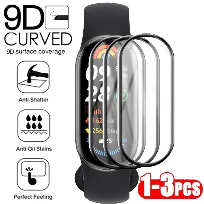 Xiaomi Band10 Band9 Band8 Band7 1-3 ชิ้น 999D HD Black Edge ฟิล์มกระจกนิรภัยสําหรับ Xiaomi Band 9 8 