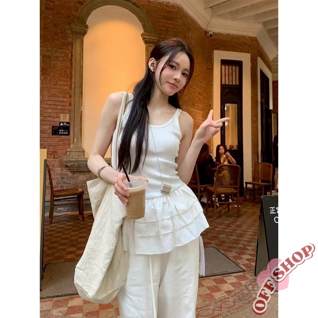 OFF SHOP  ใหม่ 2025 เสื้อกล้าม สายเดี่ยว มินิเดรส ไหมพรม ดีเทลแต่งปลายน่ารักสีพื้น’ J197 ราคา ถูกที่สุด ดีลบีเคเค แกลเลอรีภาพที่ 2