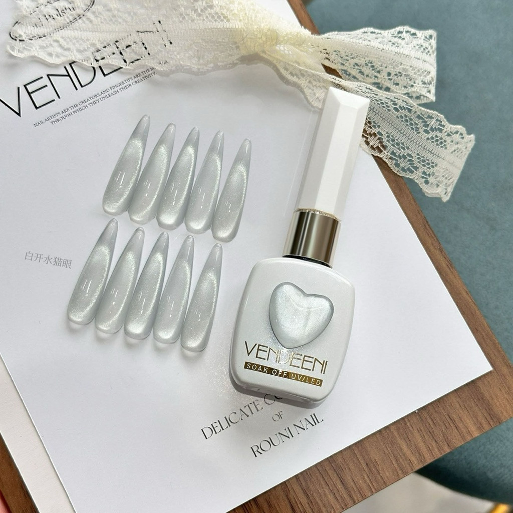 VENDEENI สีลูกแก้วซาตินขาว ขวดหัวใจ ลูกแก้วทาทับสีพื้นได้ทุกสี แยกขวด