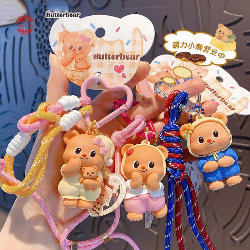 AdaChoi Butterbear เครื่องแต่งกายแสดงพวงกุญแจน่ารักการ์ตูนหมีกระเป๋า Charms TH