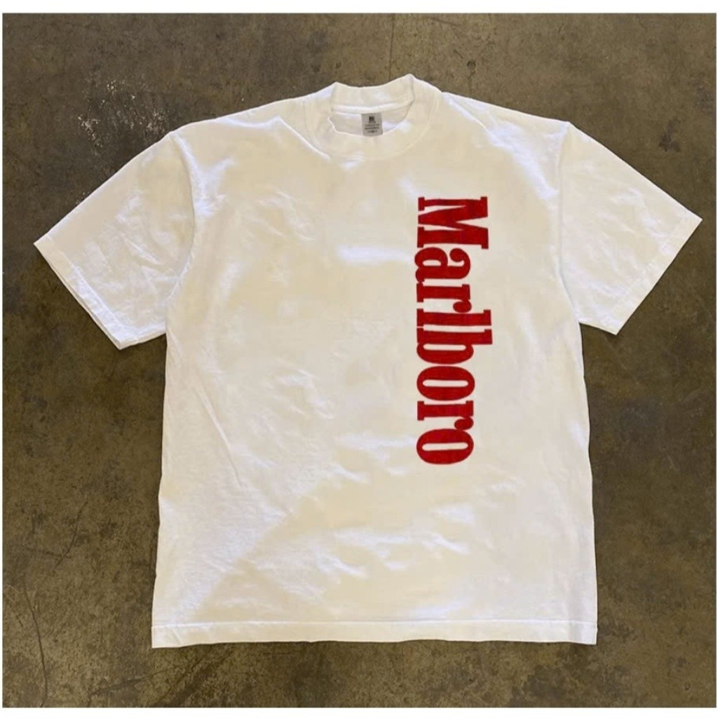 (จัดส่งตลอด 24 ชั่วโมง)เสื้อทีซีครอบคอกฤดูร้อน ชายหญิง รวมลาย MARLBORO ผ้า хлоп้าว่างอากาศ หนุ่มนวล
