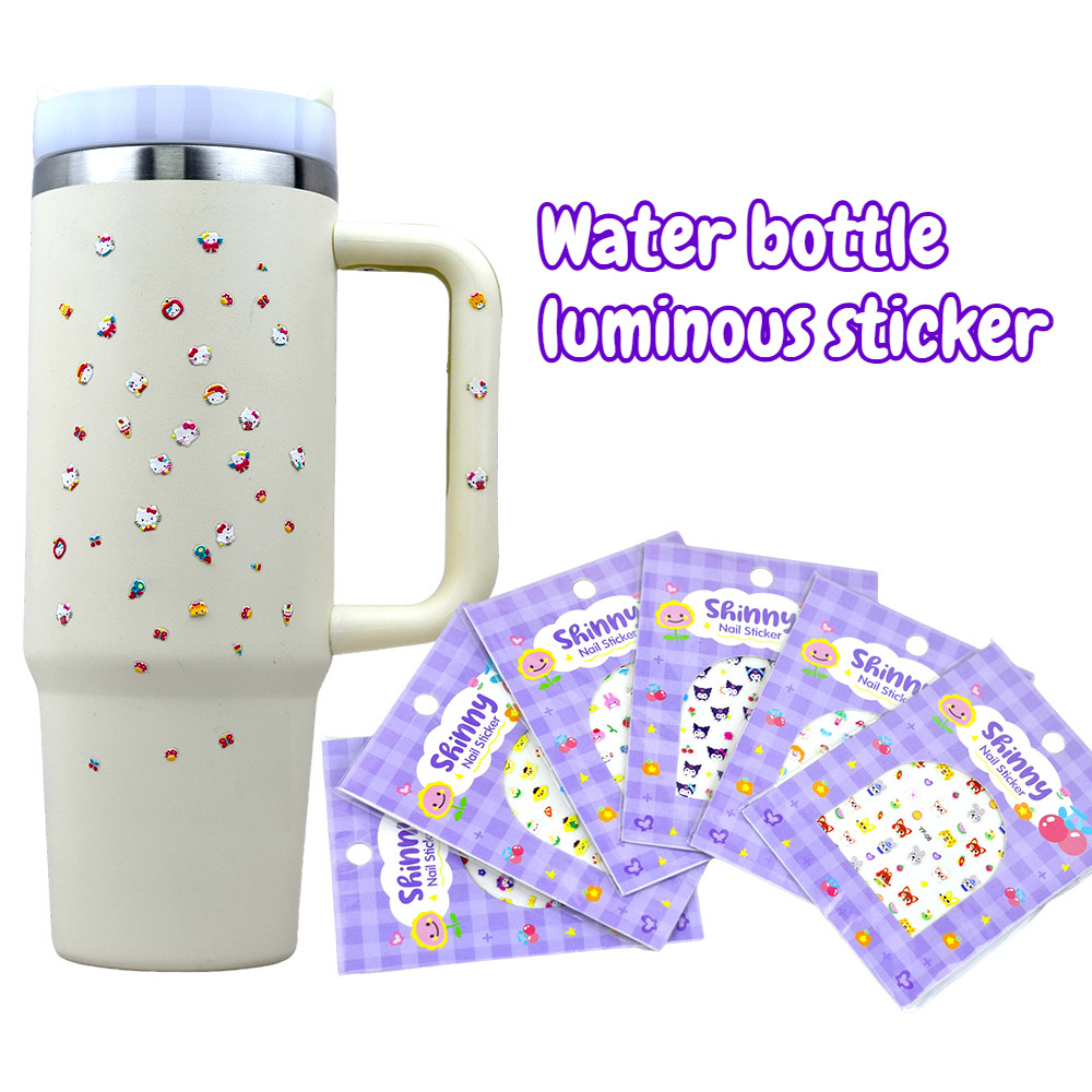 SUGAW Water Botter สติกเกอร์ Tumbler การ์ตูนสติกเกอร์ส่องสว่างตกแต่งขวดน้ํา DIY สติกเกอร์สําหรับ Owala, Stanley Tumbler