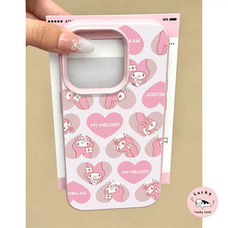 รักรูปร่างการ์ตูนเมโลดี้หนังหรูหราพื้นผิวนุ่ม เคส IPhone 16 15 11 13 12 14 Pro Max 7Plus 16 15 7 8 14 Plus XR X XS Max