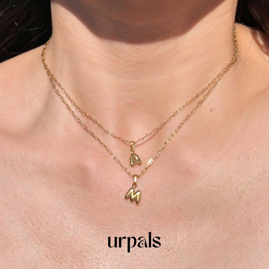 URPALS สร้อยจี้ตัวอักษร ตัวเรือน Stainless ชุบทอง 18K ใส่อาบน้ำ ออกกำลังกายได้