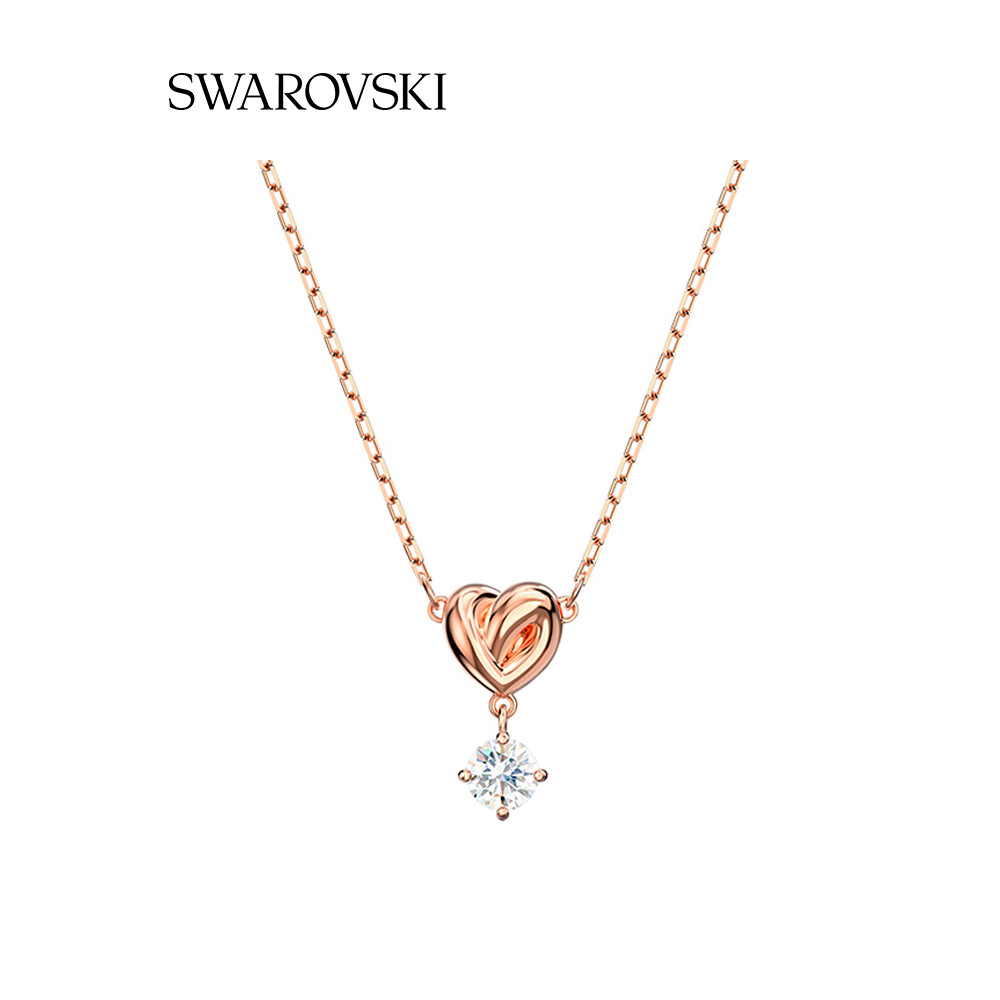 [กล่องบรรจุภัณฑ์ครบชุด] Swarovski LIFELONG HRT Love Bright สร้อยคอโซ่ไหปลาร้าหญิงหรูหรา [ถุงของขวัญ]