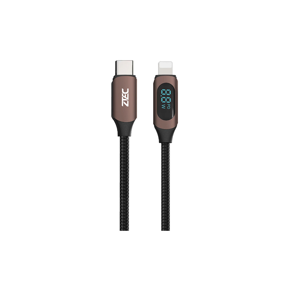 แบตแน่น [ลดเหลือ 224] ZTEC ZL521 สายชาร์จ 27W สายวัดกำลังไฟ USB-C to LN วัสดุสายถัก สายชาร์จยาว 1 เม