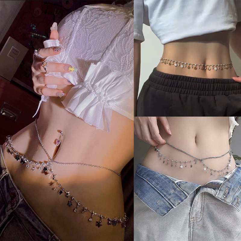 สร้อยเอว สายโซ่คล้องเอว แบบสองชั้น แฟชั่นสําหรับผู้หญิง ใส่ไปทะเล COD