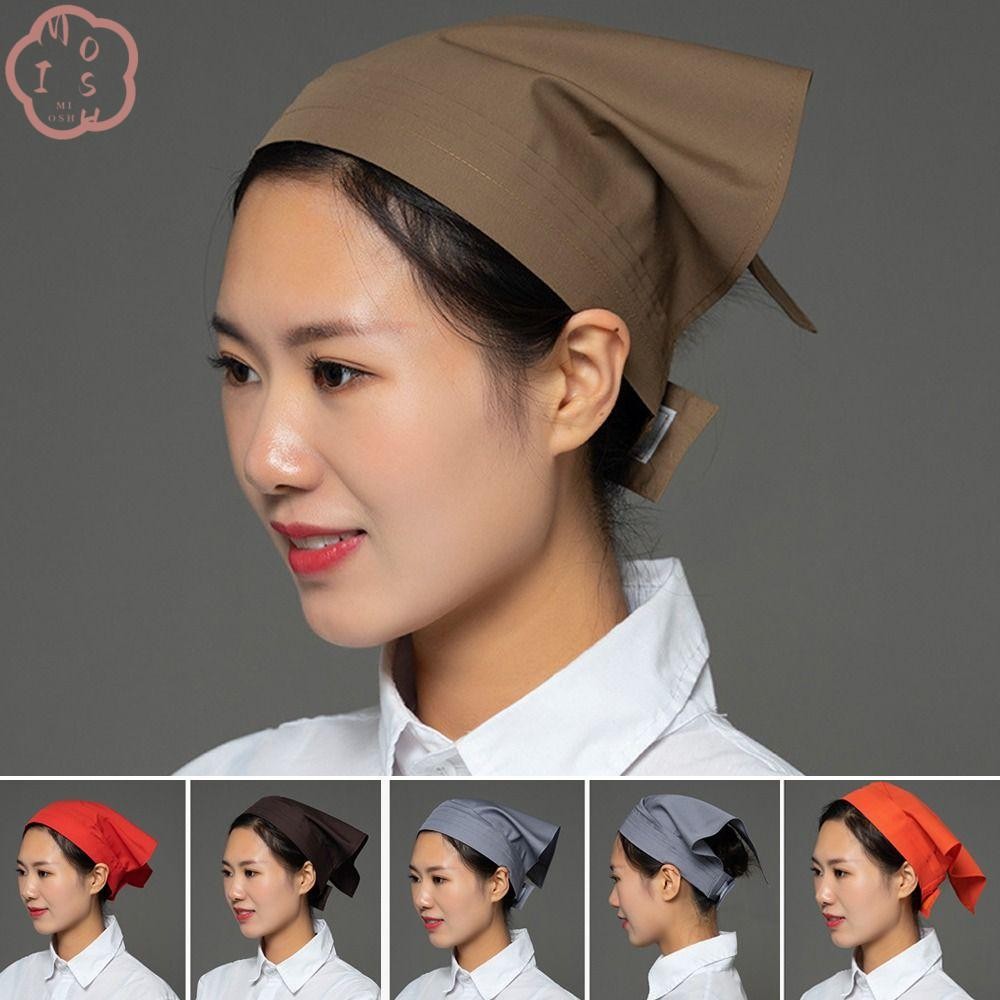 MIOSHOP Water ที่คาดผมสามเหลี่ยม, ฝุ่นควัน Breathable Kitchen Wrap หมวก, ผู้ชายและผู้หญิงชุดทํางาน Bundled ผมทําอาหารหมวกอนามัยร้านอาหาร